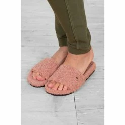 Brakeburn Pink Slider Borg Slippers -Brakeburn shop unnamed file 1072