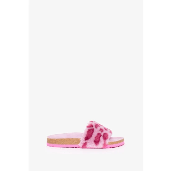 Brakeburn Pink Leopard Fluffy Slippers 3 Brakeburn Pink Leopard Fluffy Slippers - Image 3