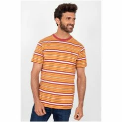Brakeburn Orange Rust Striped Tee -Brakeburn shop unnamed file 113