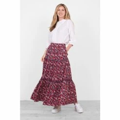 Brakeburn Red Floral Maxi Skirt