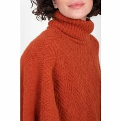 Brakeburn Orange Herringbone Stitch Tassels Poncho -Brakeburn shop unnamed file 1319