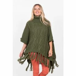 Brakeburn Green Tassle Poncho