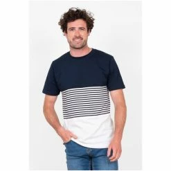 Brakeburn Blue Block Striped Tee -Brakeburn shop unnamed file 138