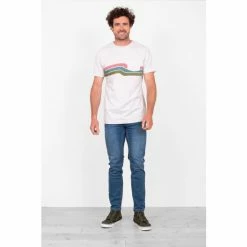 Brakeburn Cream Chest Stripe Tee -Brakeburn shop unnamed file 167