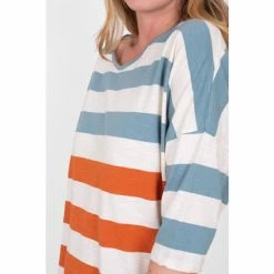 Brakeburn White Stripe 3/4 Sleeve T-Shirt -Brakeburn shop unnamed file 27