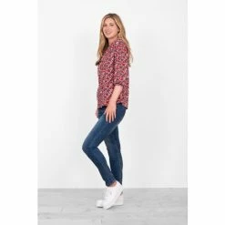 Brakeburn Red Floral 3/4 Sleeve T-Shirt -Brakeburn shop unnamed file 33