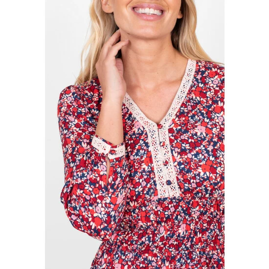 Brakeburn Red Floral Midaxi Dress 3 Brakeburn Red Floral Midaxi Dress - Image 3