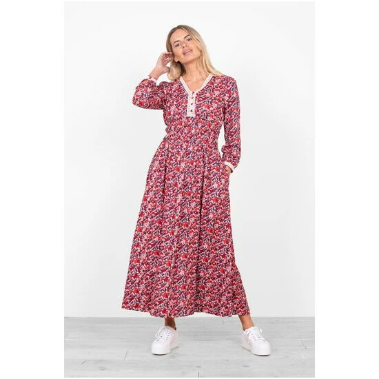 Brakeburn Red Floral Midaxi Dress 5 Brakeburn Red Floral Midaxi Dress - Image 5