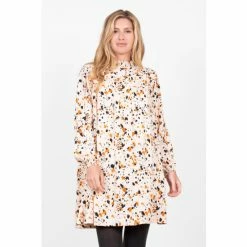 Brakeburn Cream Abstract Pleat Dress