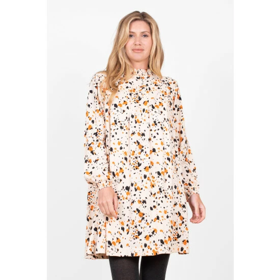 Brakeburn Cream Abstract Pleat Dress 1 Brakeburn Cream Abstract Pleat Dress