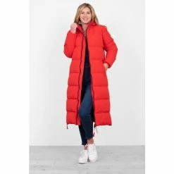 Brakeburn Red Long Line Puffer Jacket