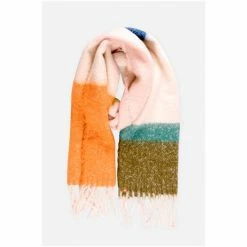 Brakeburn White Rainbow Stripe Fluffy Scarf -Brakeburn shop unnamed file 654