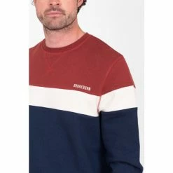 Brakeburn Blue Colour Block Crew Neck Sweat Top -Brakeburn shop unnamed file 681