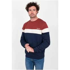 Brakeburn Blue Colour Block Crew Neck Sweat Top -Brakeburn shop unnamed file 683