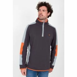 Brakeburn Grey Colour Block 1/4 Zip Sweater