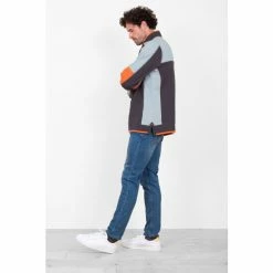 Brakeburn Grey Colour Block 1/4 Zip Sweater -Brakeburn shop unnamed file 726