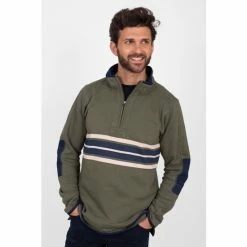 Brakeburn Green Stripe 1/4 Zip Sweatshirt