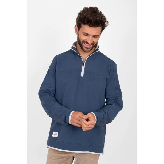Brakeburn Blue 1/4 Zip Pique Sweater 1 Brakeburn Blue 1/4 Zip Pique Sweater