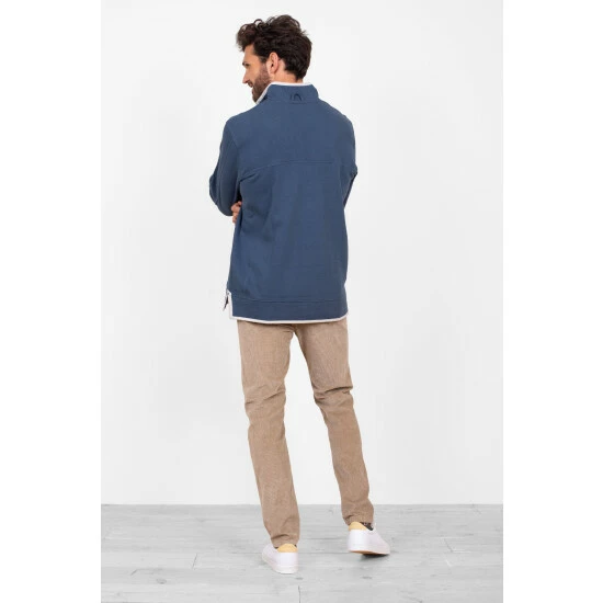 Brakeburn Blue 1/4 Zip Pique Sweater 2 Brakeburn Blue 1/4 Zip Pique Sweater - Image 2