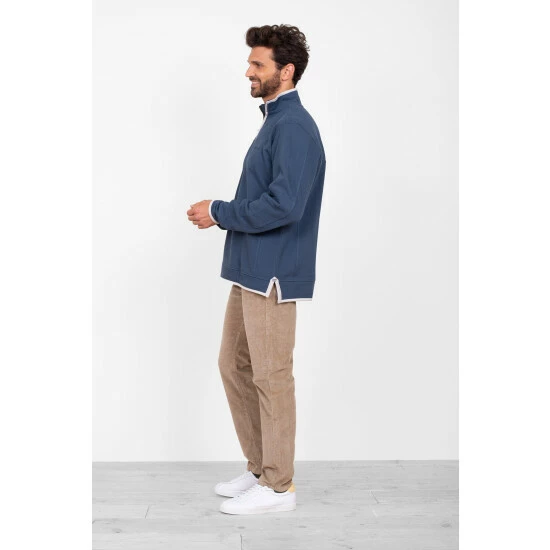 Brakeburn Blue 1/4 Zip Pique Sweater 4 Brakeburn Blue 1/4 Zip Pique Sweater - Image 4