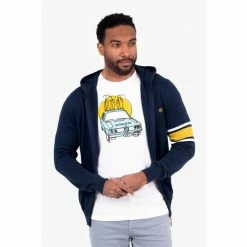 Brakeburn Blue Knitted Zip Through Hoodie