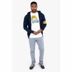 Brakeburn Blue Knitted Zip Through Hoodie -Brakeburn shop unnamed file 768