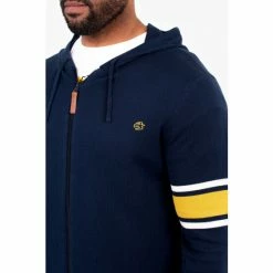 Brakeburn Blue Knitted Zip Through Hoodie -Brakeburn shop unnamed file 769