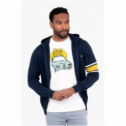 Brakeburn Blue Knitted Zip Through Hoodie -Brakeburn shop unnamed file 770