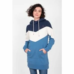 Brakeburn Blue Ziggy Colourblock Longline Hoodie