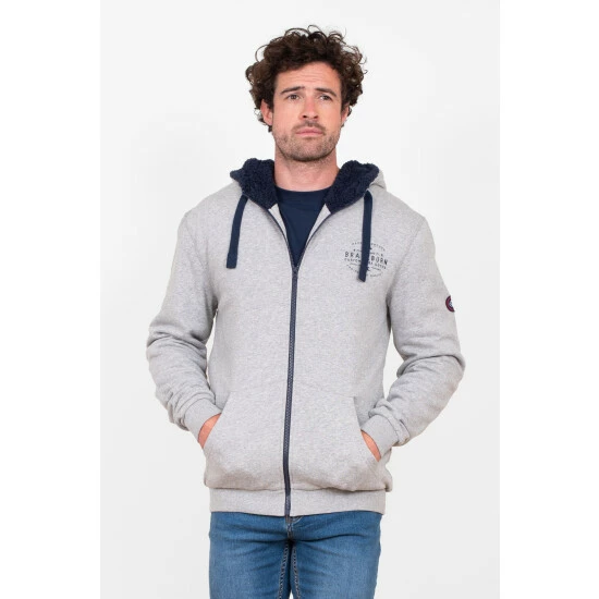 Brakeburn Grey Borg Lines Zip Thru Hoodie 1 Brakeburn Grey Borg Lines Zip Thru Hoodie