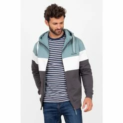 Brakeburn Blue Colour Block Zip Thru Hoody