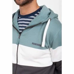 Brakeburn Blue Colour Block Zip Thru Hoody -Brakeburn shop unnamed file 804