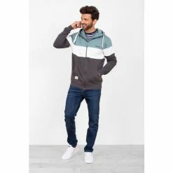 Brakeburn Blue Colour Block Zip Thru Hoody -Brakeburn shop unnamed file 805