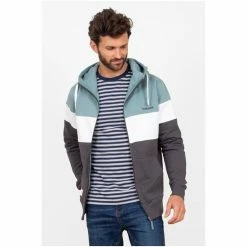Brakeburn Blue Colour Block Zip Thru Hoody -Brakeburn shop unnamed file 806