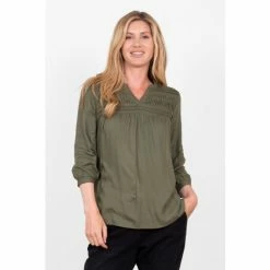 Brakeburn Green Pleated Blouse