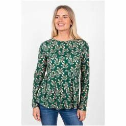 Brakeburn Green Autumn Breeze Peplum Long Sleeve T-Shirt -Brakeburn shop unnamed file 93