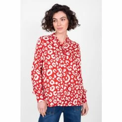 Brakeburn Orange Leopard Bow Blouse