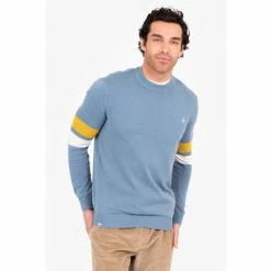 Brakeburn Blue Knitted Crew Neck Sweater -Brakeburn shop unnamed file 973