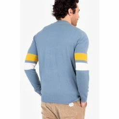 Brakeburn Blue Knitted Crew Neck Sweater -Brakeburn shop unnamed file 974