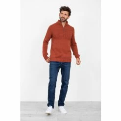 Brakeburn Orange Rust Quarter Zip Jumper -Brakeburn shop unnamed file 985