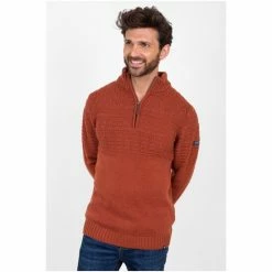 Brakeburn Orange Rust Quarter Zip Jumper -Brakeburn shop unnamed file 986