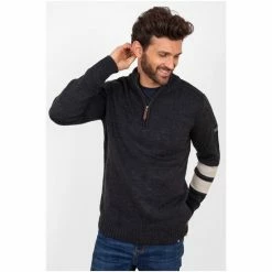 Brakeburn Grey Grey Quarter Zip Jumper -Brakeburn shop unnamed file 991