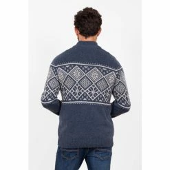 Brakeburn Blue Fairisle Quarter Zip Jumper -Brakeburn shop unnamed file 993