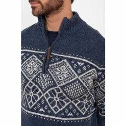 Brakeburn Blue Fairisle Quarter Zip Jumper -Brakeburn shop unnamed file 994